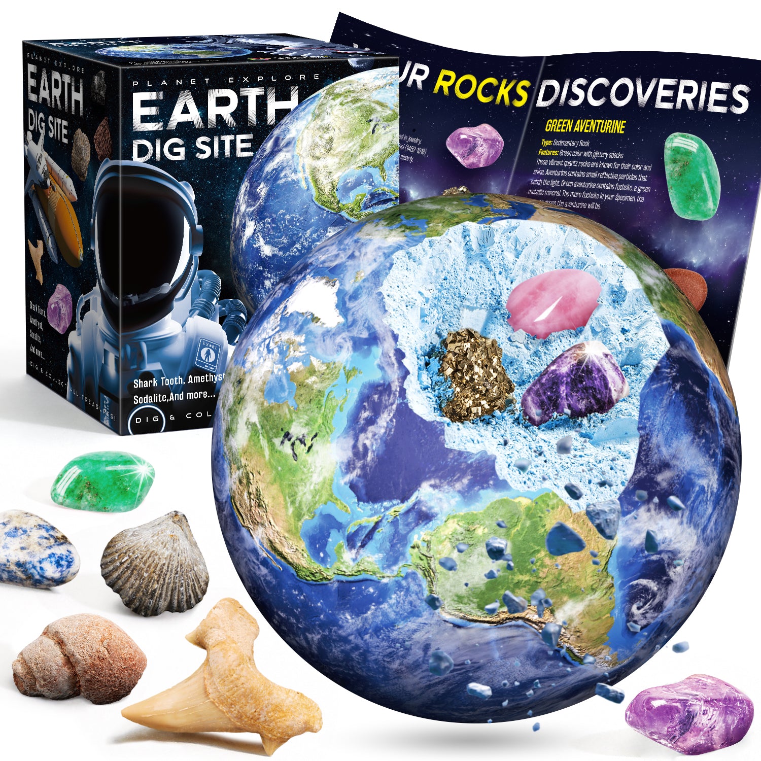 Piano Potato Earth Gemstone Excavation Kit for Kids - Earth & Moon STEM Dig Set - Image 2
