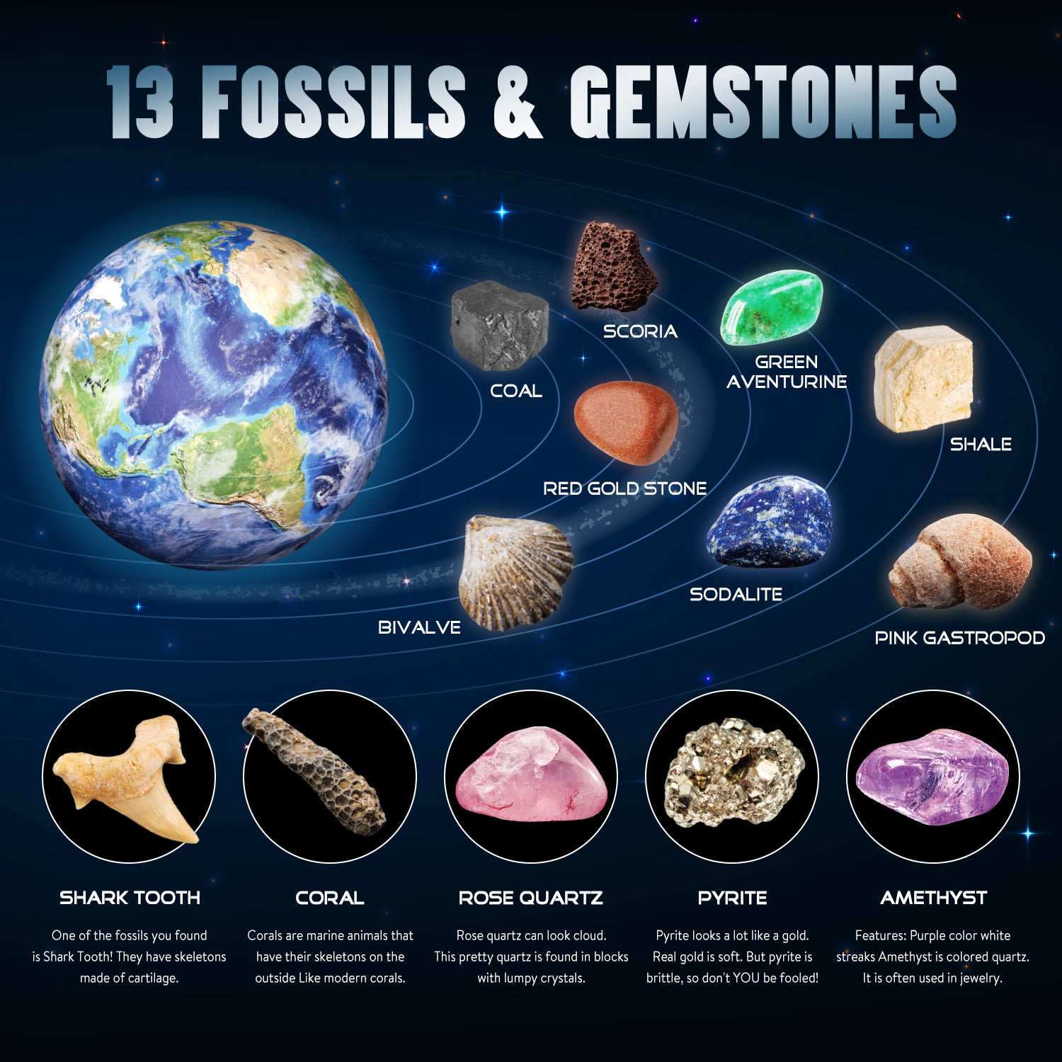 Piano Potato Earth Gemstone Excavation Kit for Kids - Earth & Moon STEM Dig Set - Image 3