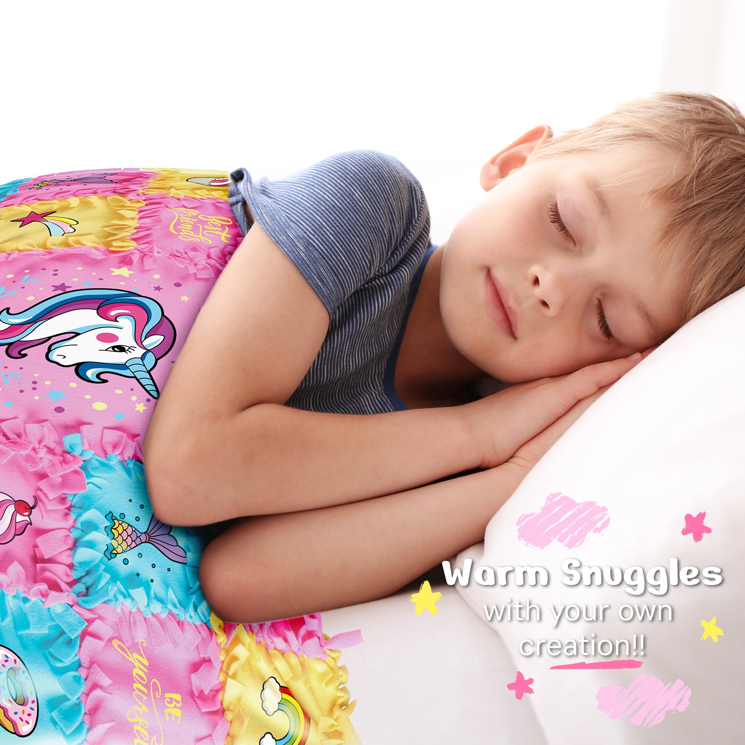 Piano Potato Unicorn No-Sew Tuck & Tie Fleece Blanket Kit for Girls 8-12 - Image 4