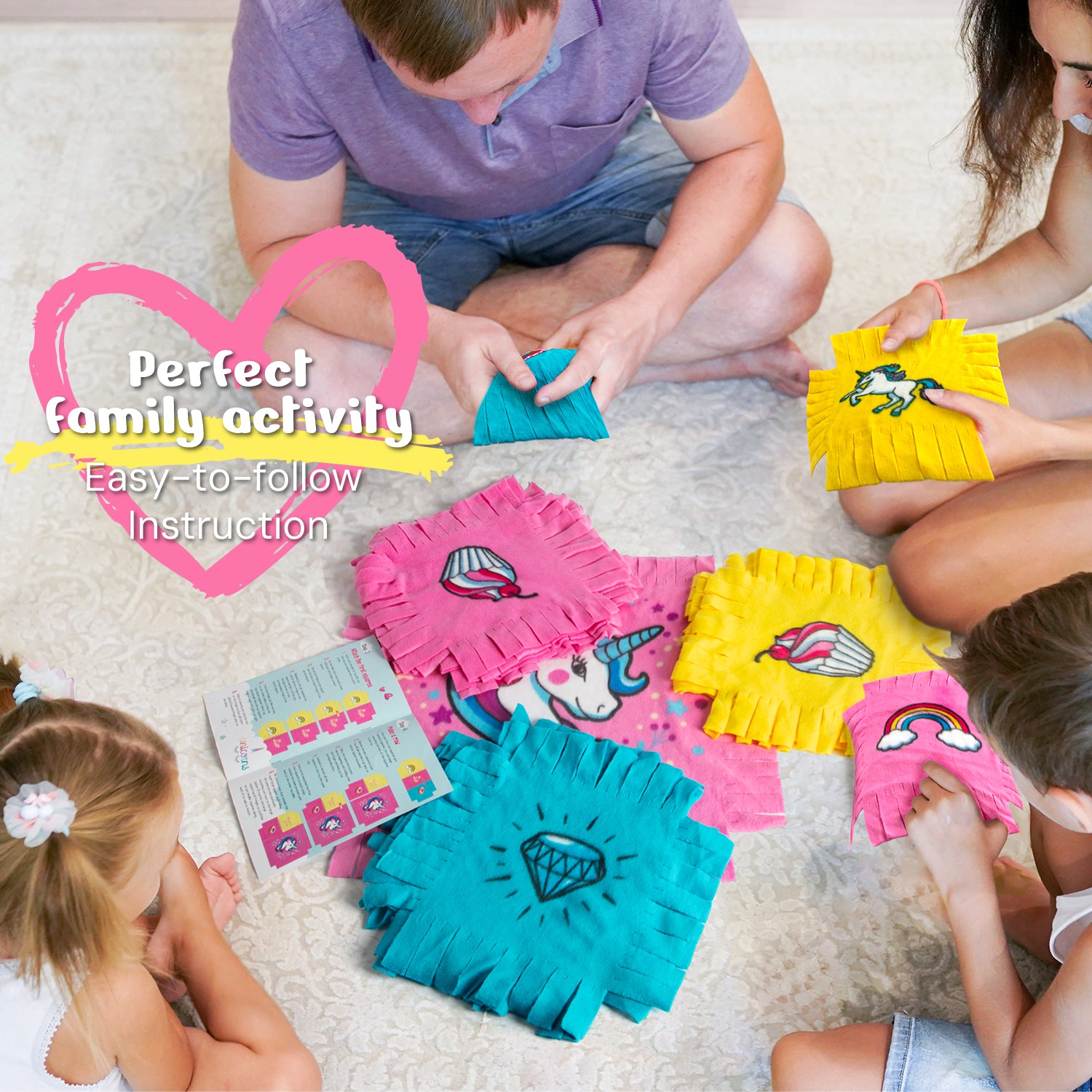 Piano Potato Unicorn No-Sew Tuck & Tie Fleece Blanket Kit for Girls 8-12 - Image 5