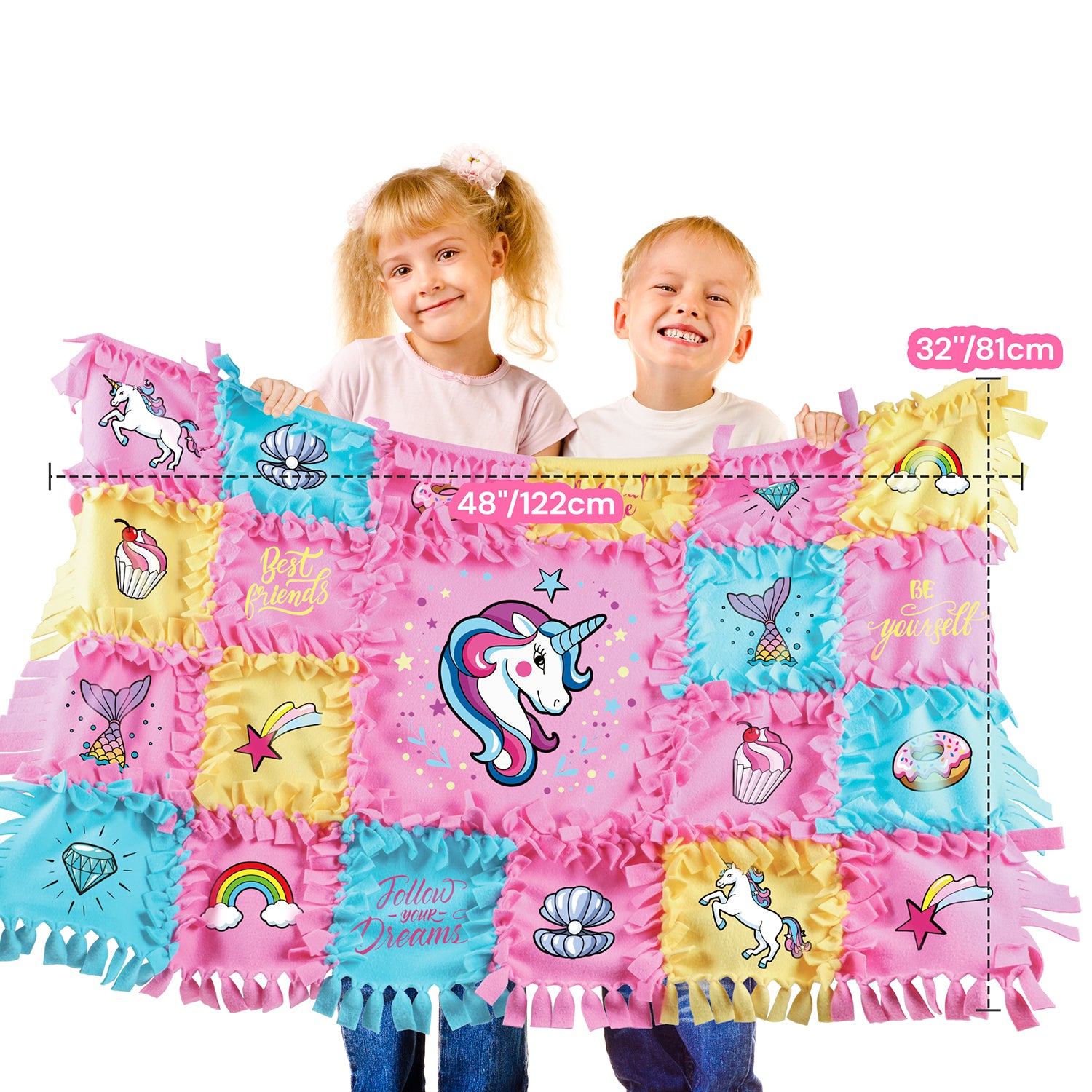 Piano Potato Unicorn No-Sew Tuck & Tie Fleece Blanket Kit for Girls 8-12 - Image 6