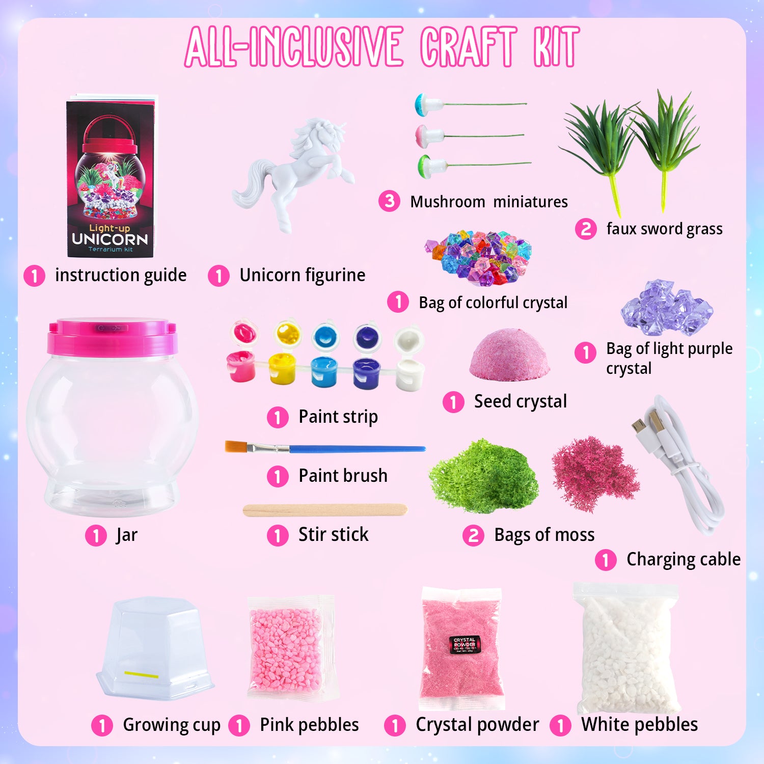 Unicorn Light-Up Terrarium Kit – Paint, Build & Glow - Image 3