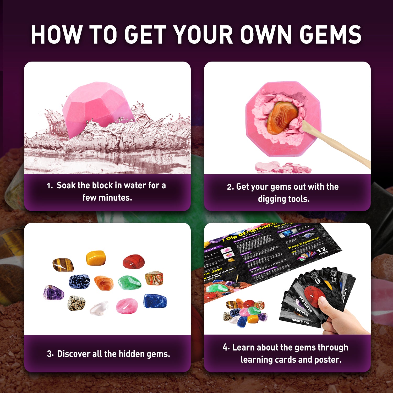 Gamerside Gemstones Dig Kit - 12 Real Gem Mining Blocks - Image 6