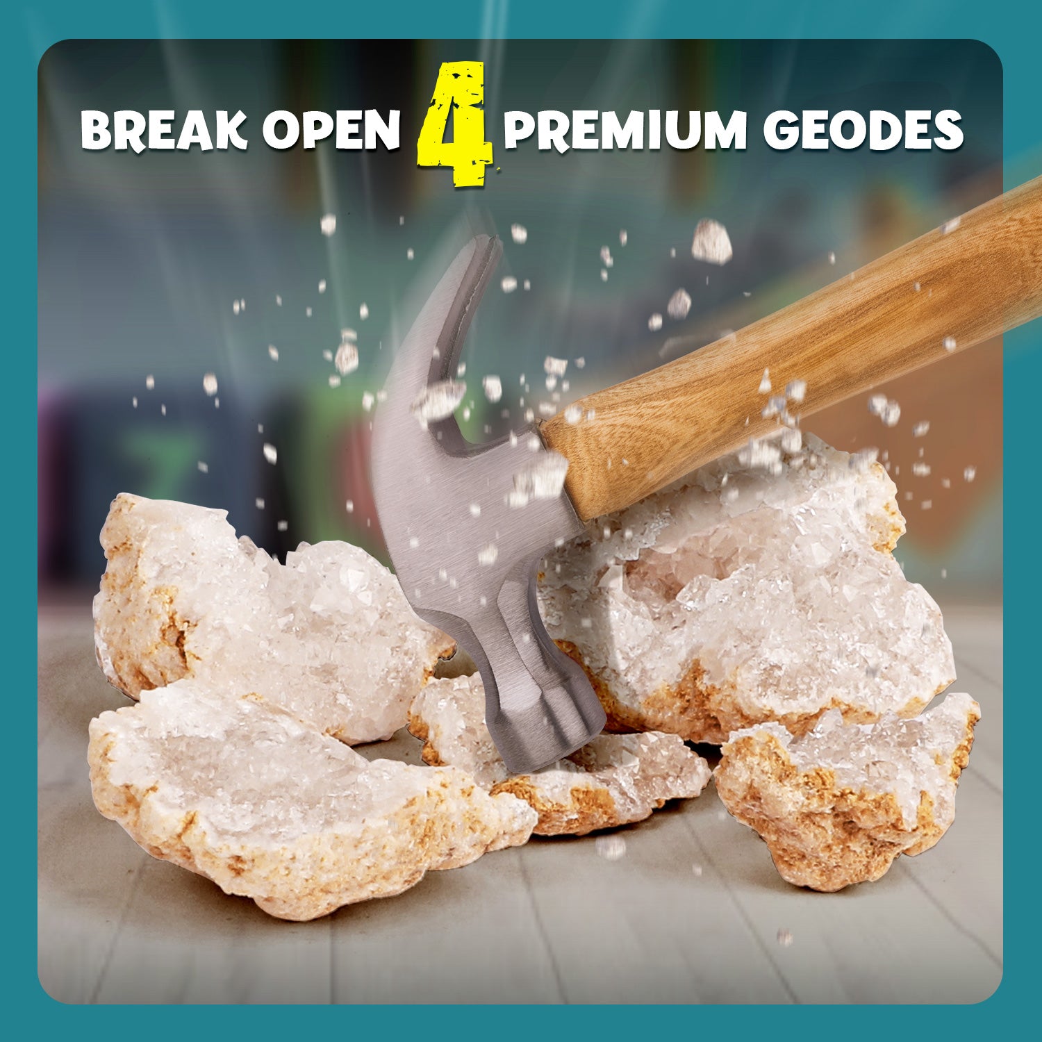 Piano Potato Break Open 4 Premium Geodes Kit with Goggles & Magnifying Glass - Image 5