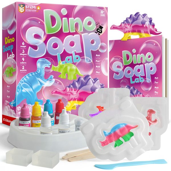 Piano Potato Dino Soap Making Kit for Kids – Make 6 Scented Dinosaur Soaps