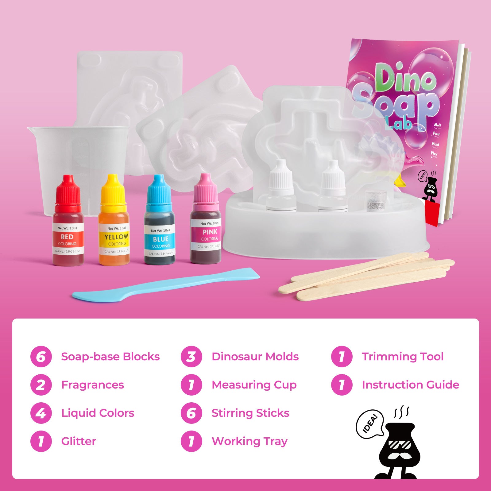 Piano Potato Dino Soap Making Kit for Kids – Make 6 Scented Dinosaur Soaps - Image 5