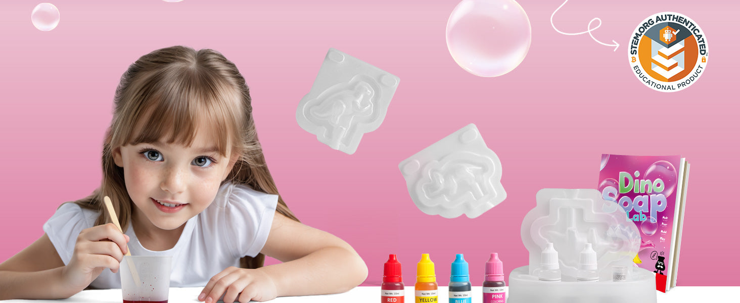Piano Potato Dino Soap Making Kit for Kids – Make 6 Scented Dinosaur Soaps - Image 9