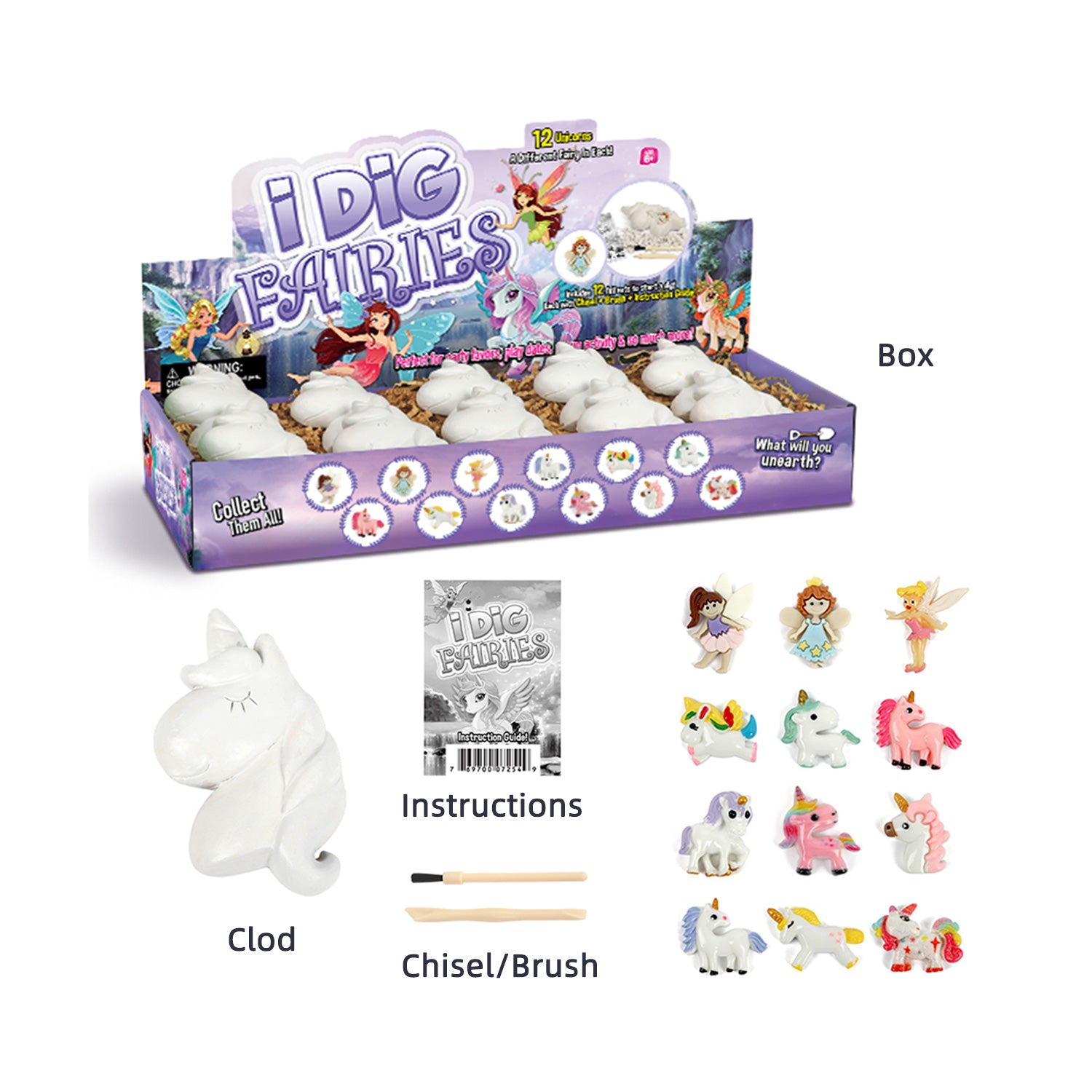 Gamerside Fairy Unicorn Digging Toys for Kids - Premium Excavation Kit,Magical Treasure Hunt Kit with 12 Set, Fairy Unicorn Toys for Girls Party Birthday Gift - Image 4