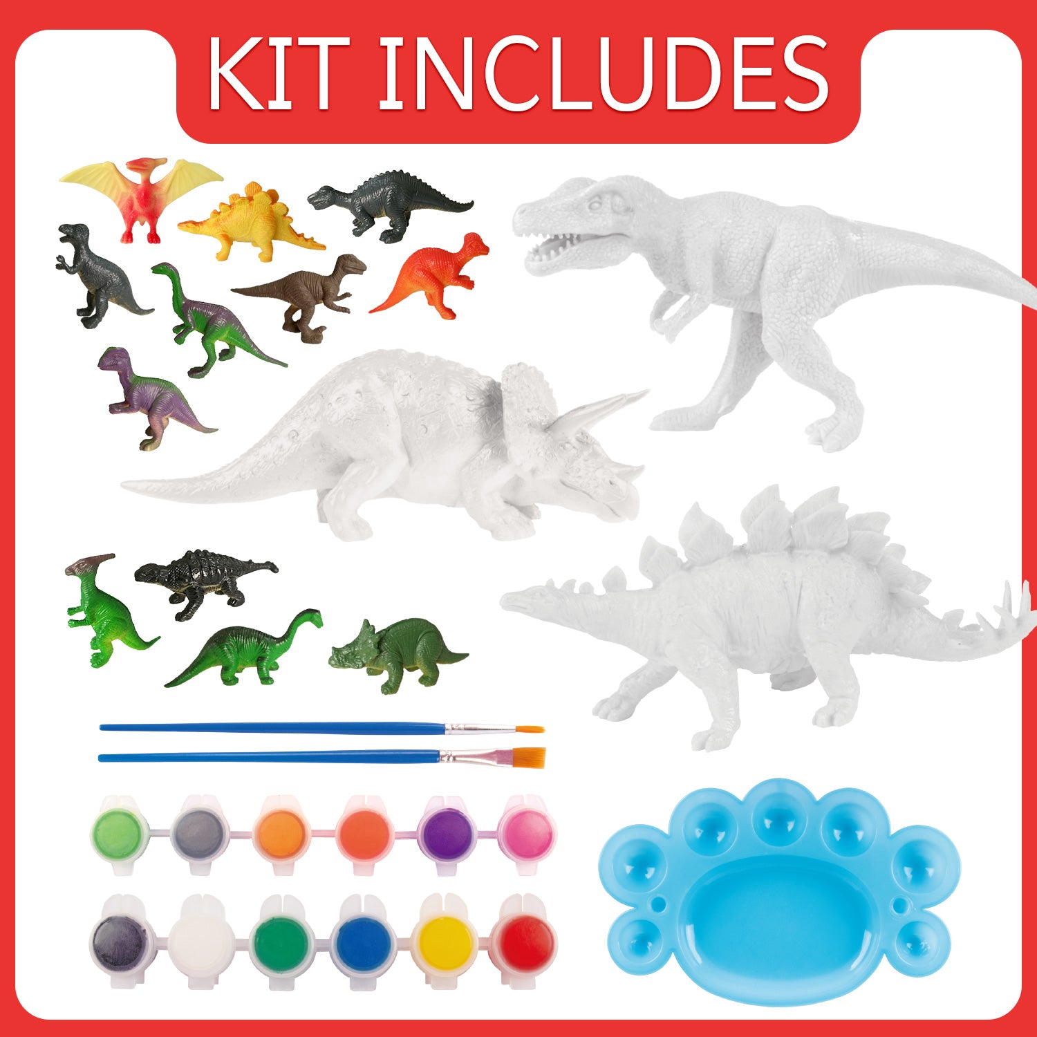 Paint Your Own Dinosaurs Kit – 15 Dinosaur Figures & 12 Colors - Image 3
