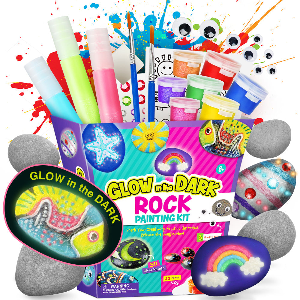 Glow-in-the-Dark Rock Painting Kit – 12 Paints & 3D Glow Colors - Image 3