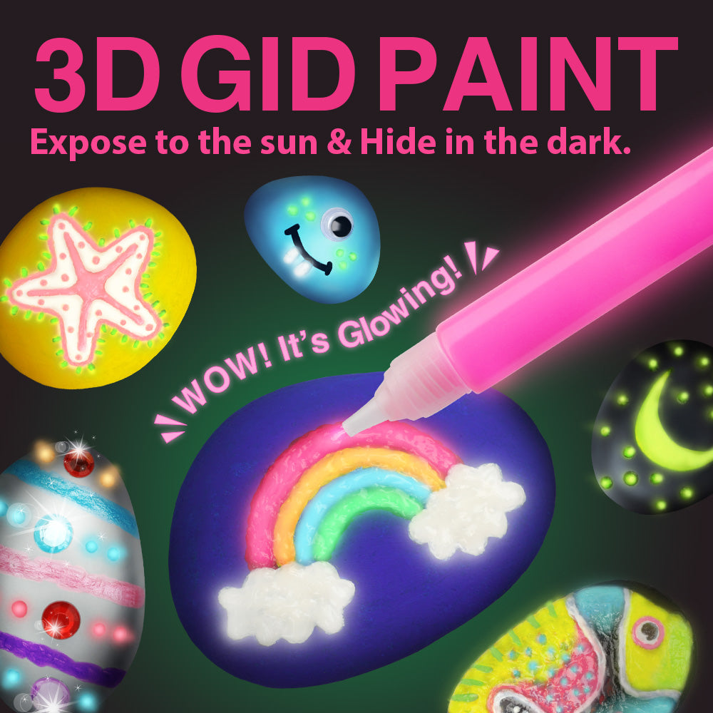 Glow-in-the-Dark Rock Painting Kit – 12 Paints & 3D Glow Colors - Image 8