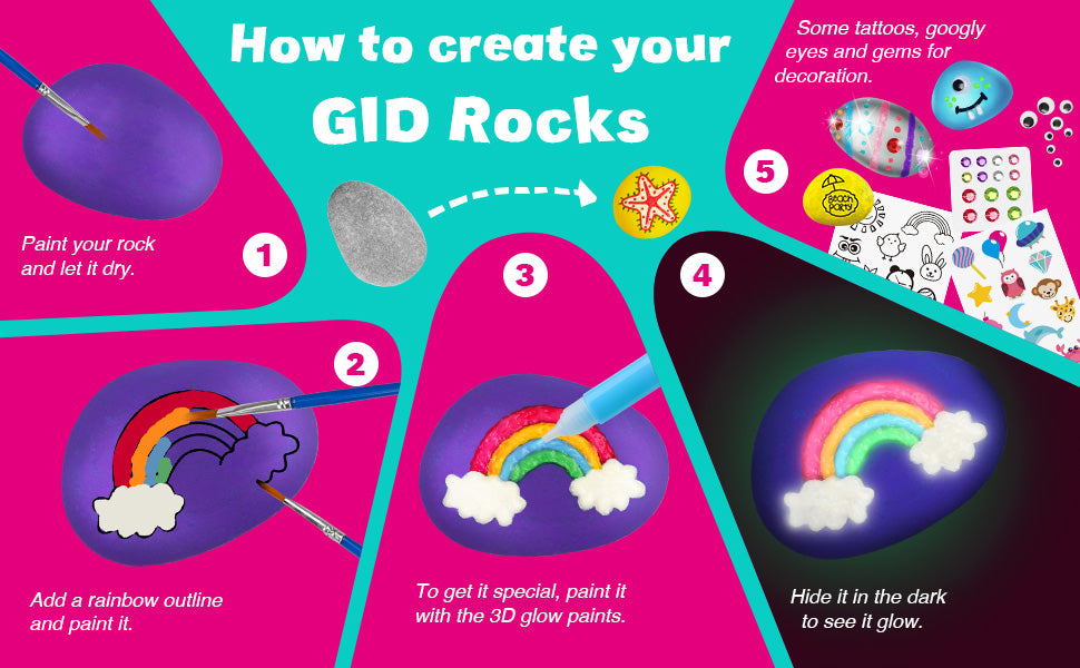 Glow-in-the-Dark Rock Painting Kit – 12 Paints & 3D Glow Colors - Image 19