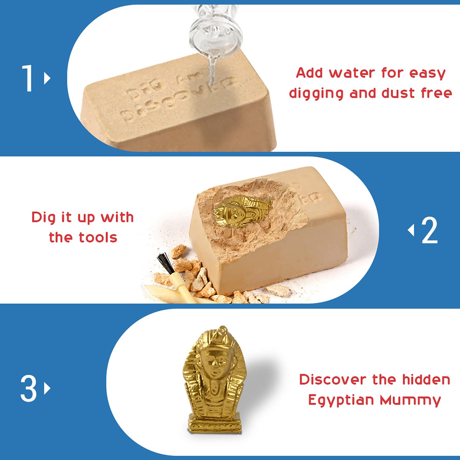 Egyptian Mummy Dig Kit 6 Styles, Archaeology STEM Toy, Girls&Boys Gift 8-12 - Image 4